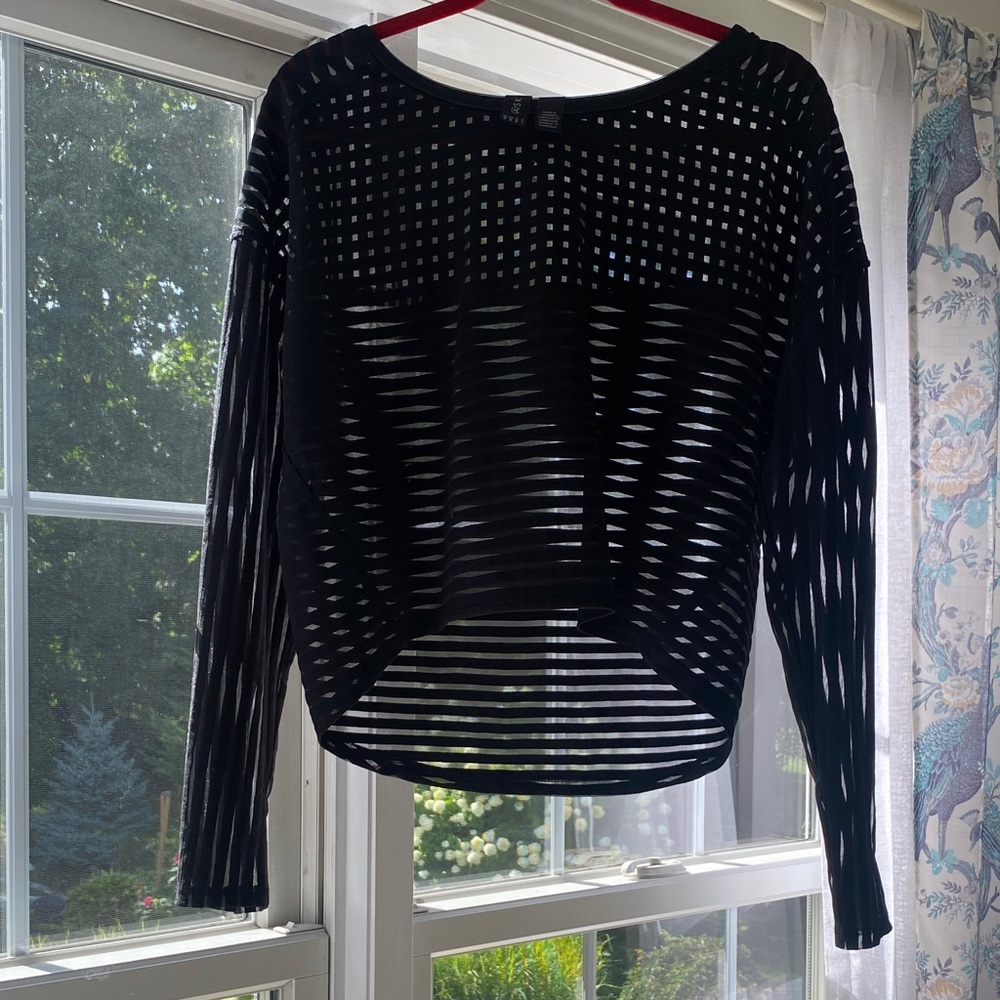 Elegant Black Sheer Striped Blouse